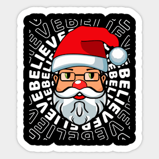 Santa Claus Cartoon Face Typography White Text Sticker